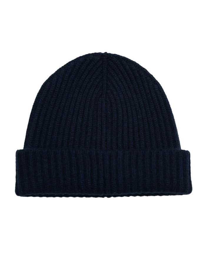 Alex beanie cashmere knitted hat - dark navy Hats BEGGXCO