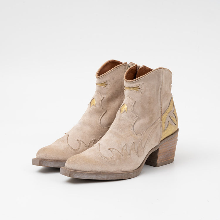 Atlanta - suede ankle boot with gold leather detail Short