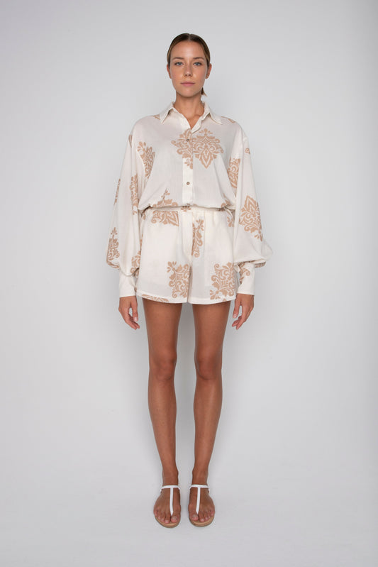 Bs5wd011 elisabeth embroidered shirt - sand / off white