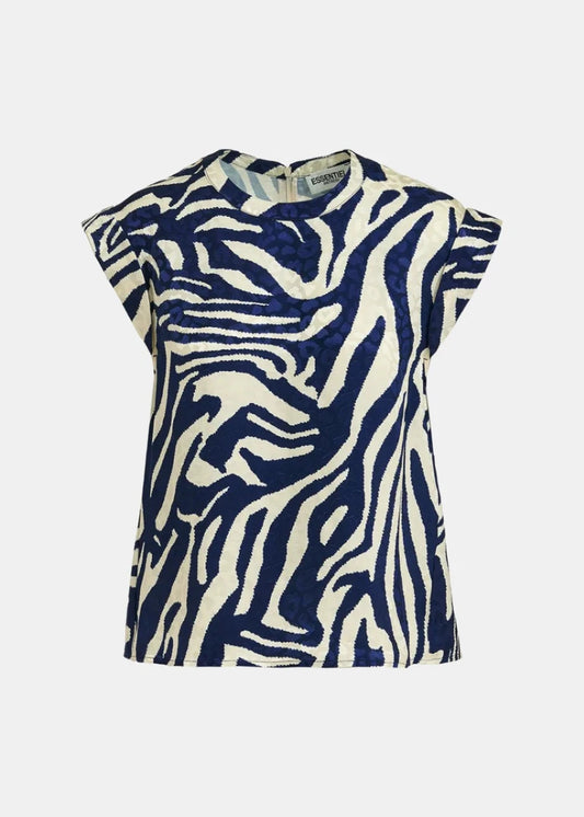 Feebee relaxed fit zebra print top - navy blue