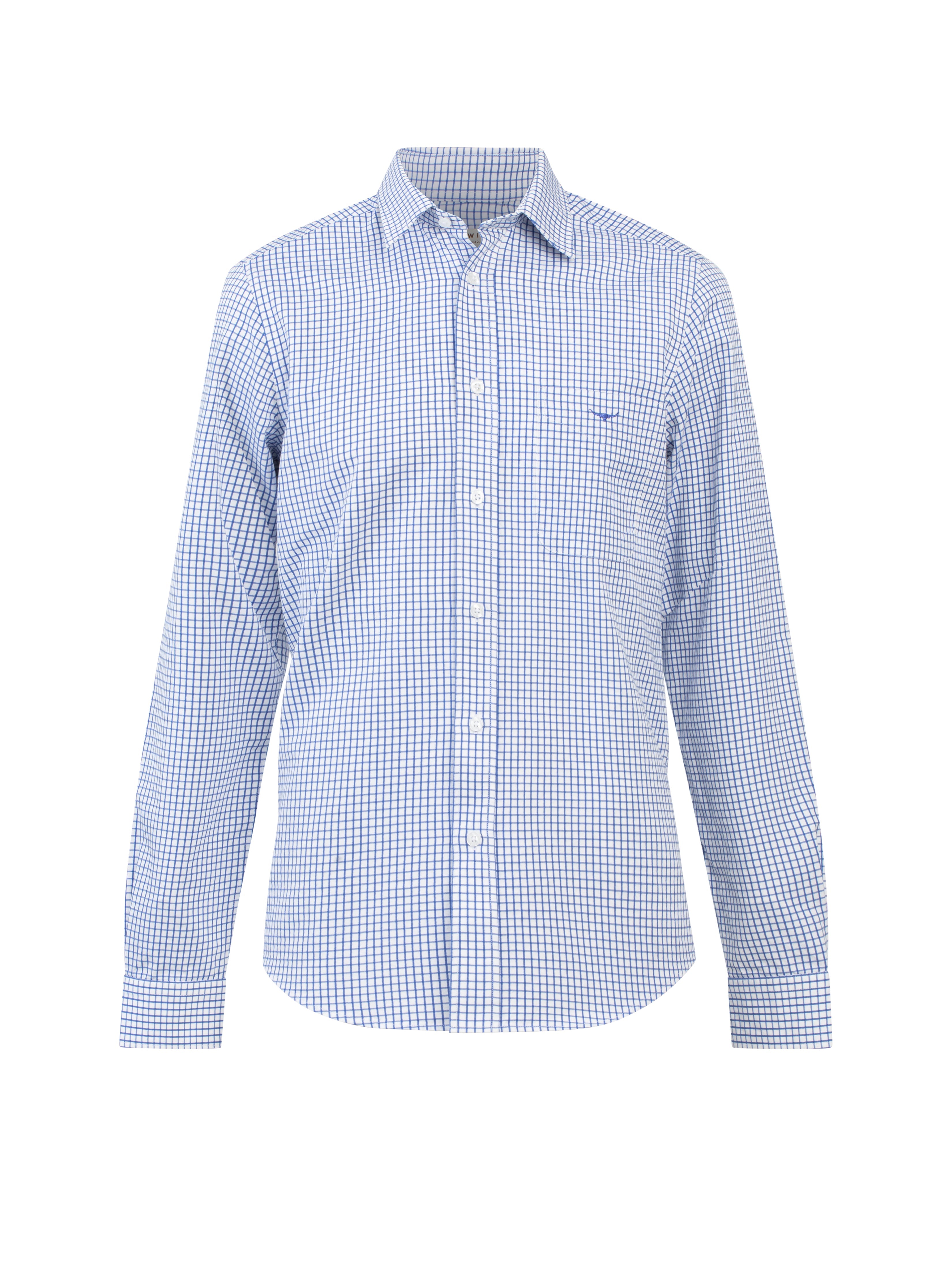 Jervis slim fit shirt - white / blue Long Sleeve Shirts R.M.