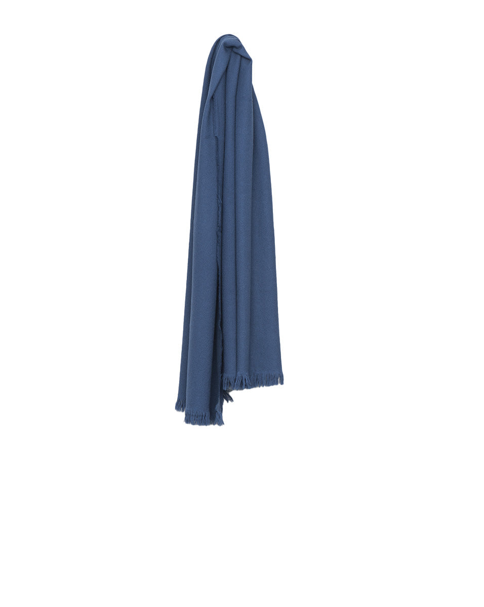 Kishorn washed plain lightweight cashmere scarf -indigo