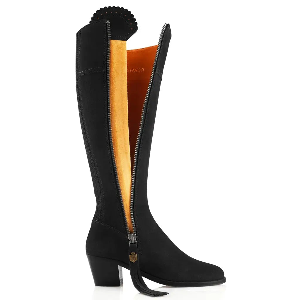 Heeled Regina - Black Suede Tall Boots FAIRFAX & FAVOR