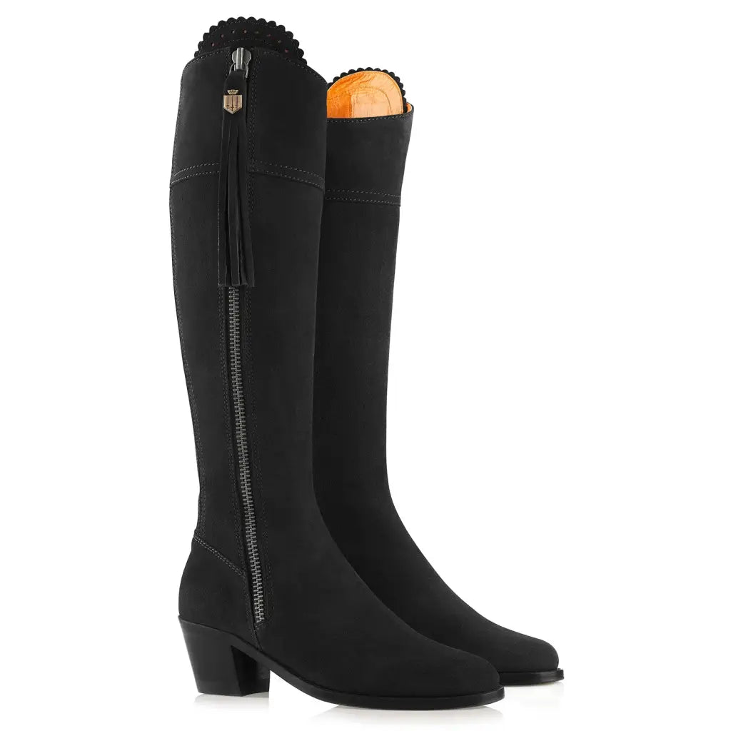 Heeled Regina - Black Suede Tall Boots FAIRFAX & FAVOR