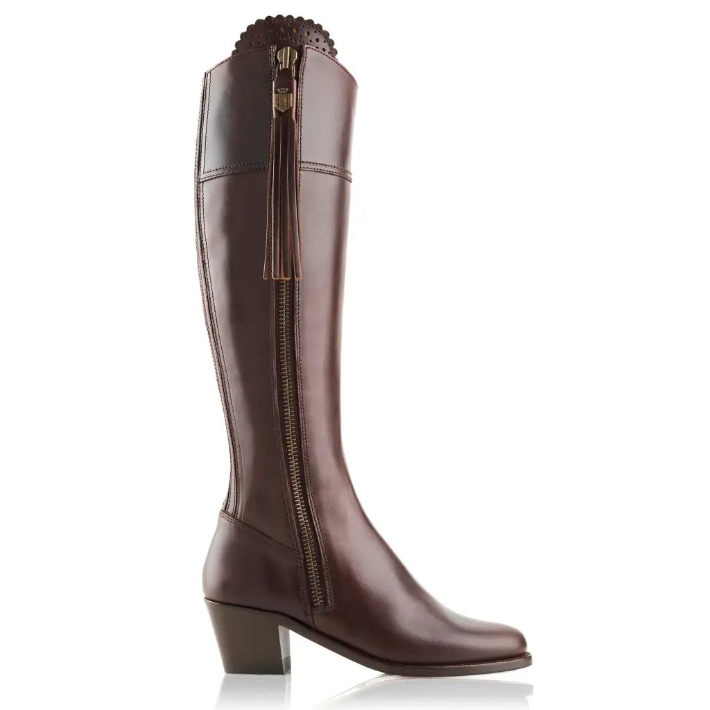 Heeled Regina - Mahogany Leather Tall Boots FAIRFAX & FAVOR