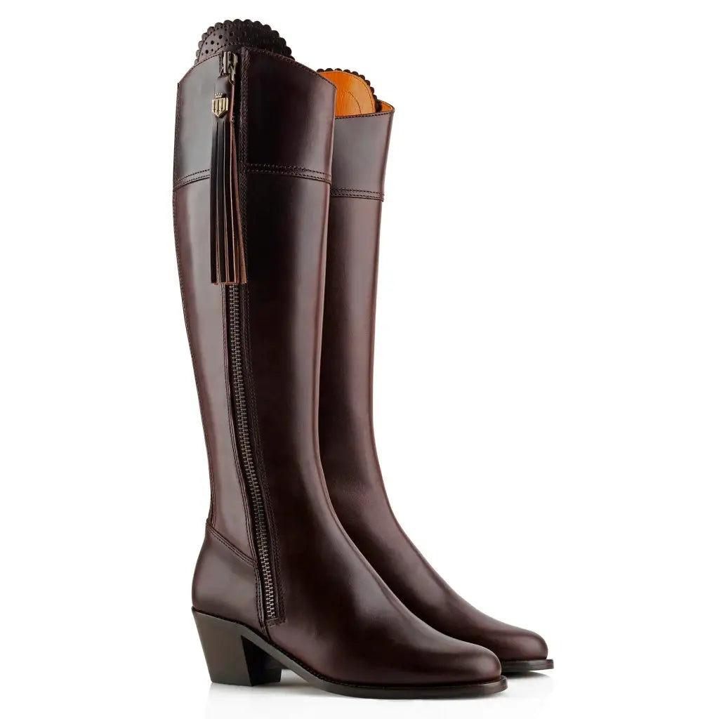 Heeled Regina - Mahogany Leather Tall Boots FAIRFAX & FAVOR