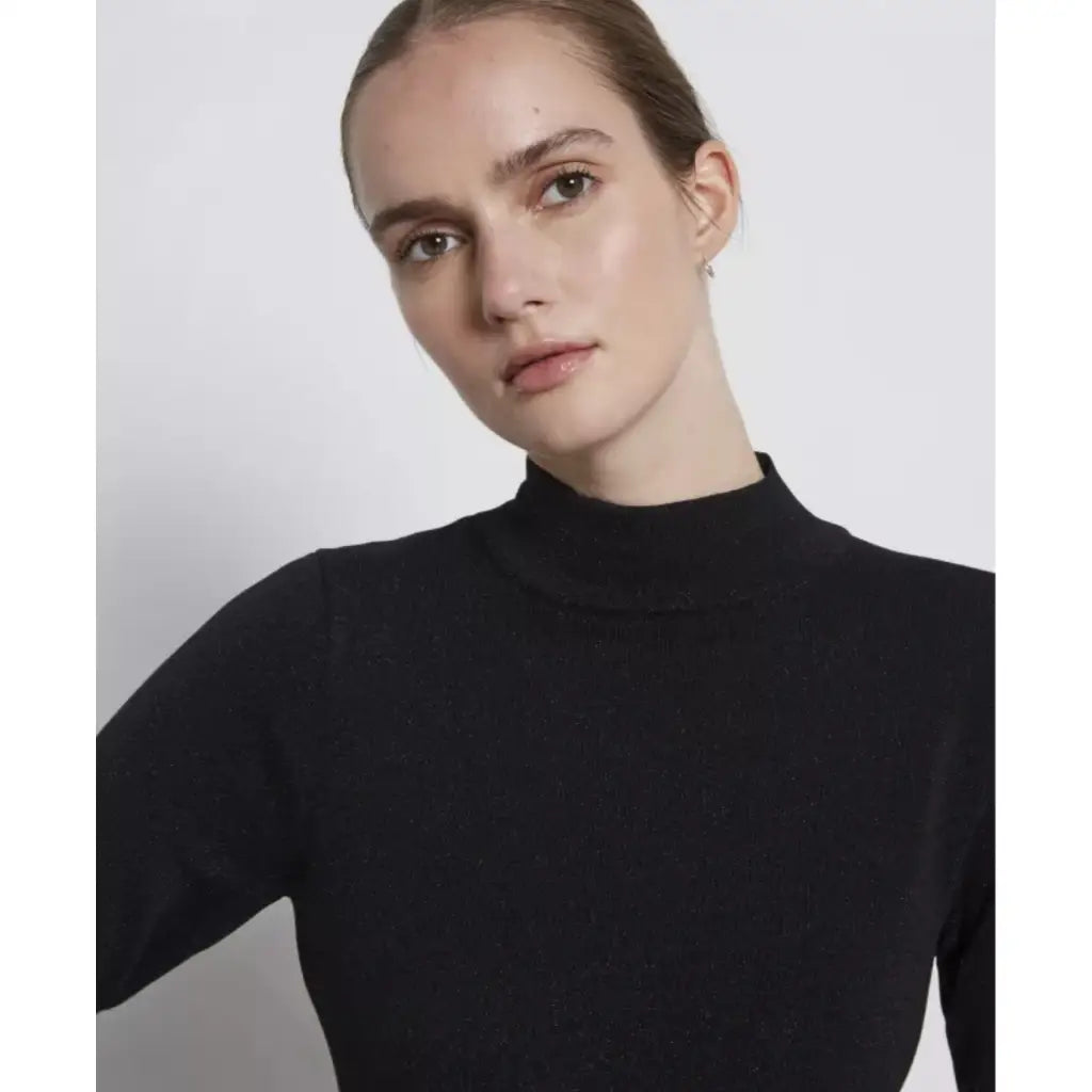 Metallic Knit Bodysuit - Black Bodysuits NOVO LONDON