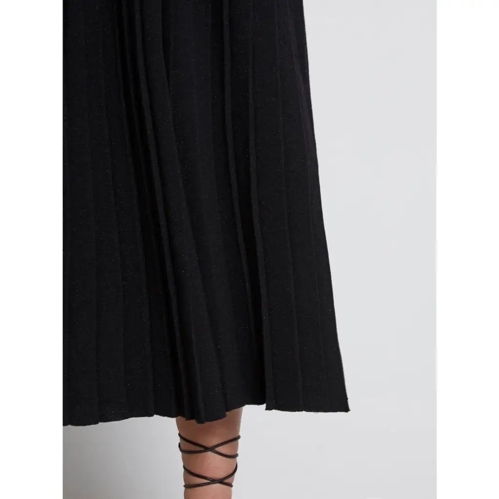 Metallic Knit Pleated Midi Skirt - Black Skirts & Shorts