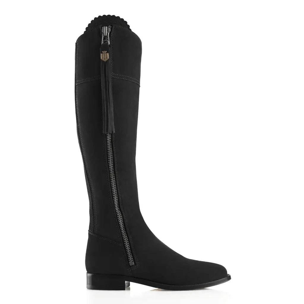 Regina Suede Boot - Black Suede Tall Boots FAIRFAX & FAVOR