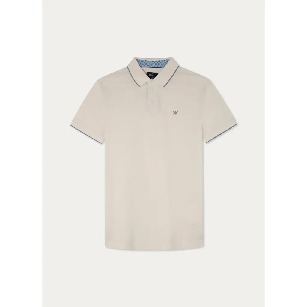 Short Sleeve Cotton Polo Shirt - Ecru Short Sleeve Polo