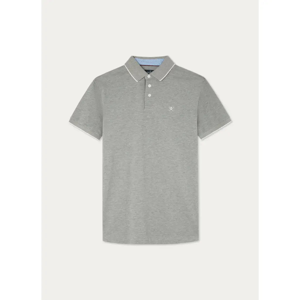 Short Sleeve Cotton Polo Shirt - Light Grey Marl Short