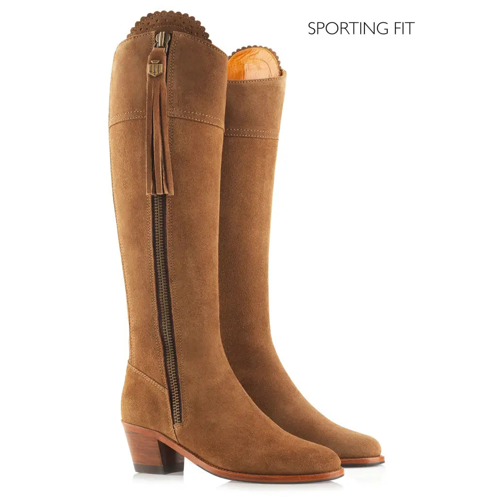 Sporting Fit Heeled Regina - Tan Suede Tall Boots FAIRFAX &