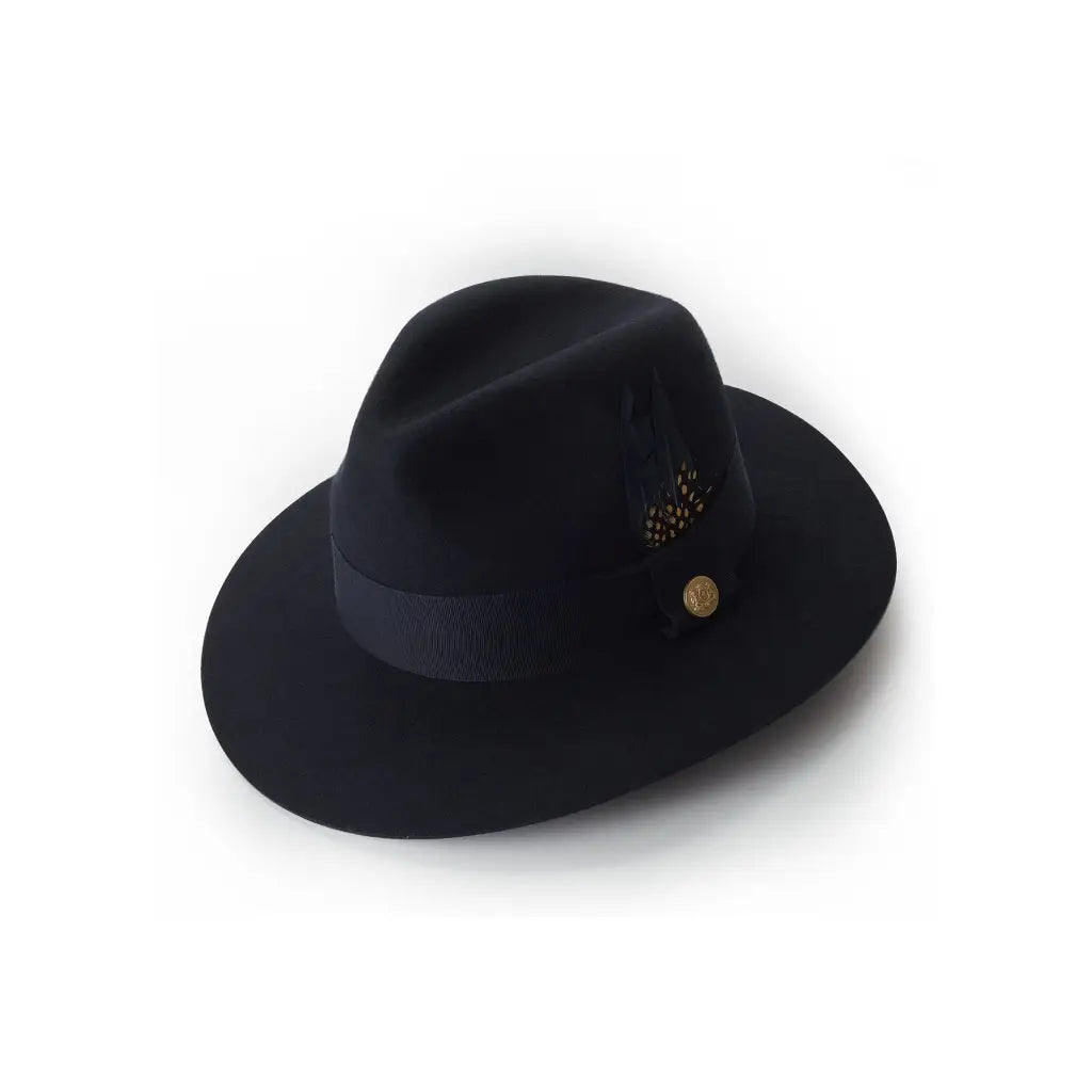 Trilby Hat with Spot Feather - Navy Hats HOLLAND COOPER